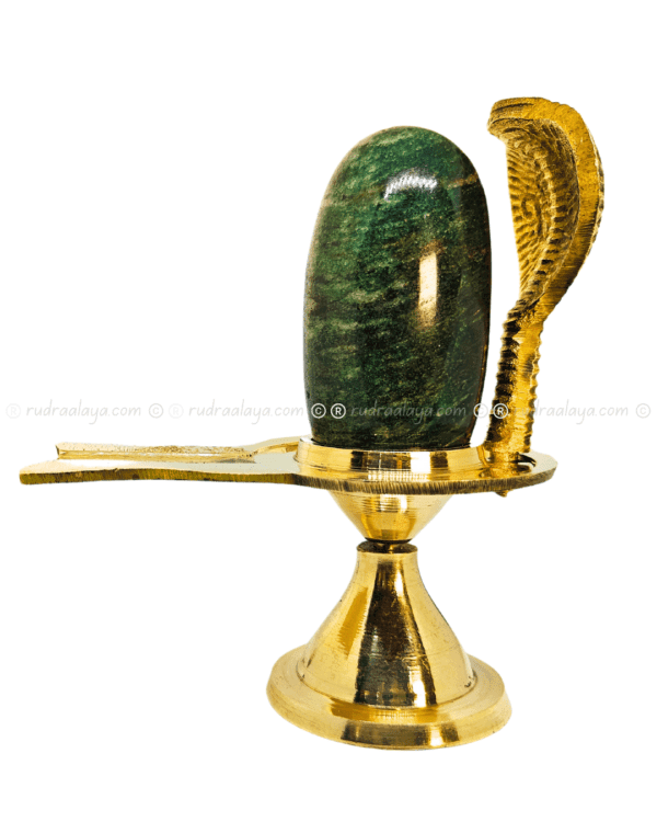 Natural Jade Shivalingam (Banalingam) Green Colour Natural Stone - Big Size
