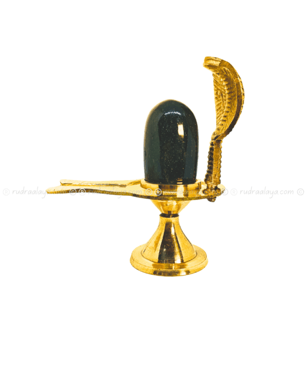 Natural Jade Shivalingam (Banalingam) Green Colour Natural Stone with Visible Om with Crystals
