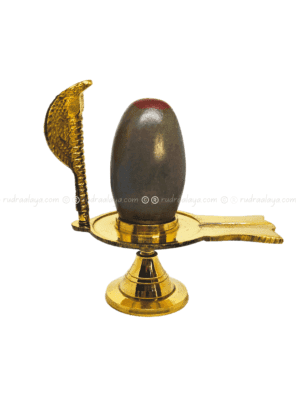 Narmadeshwar Natural Shivalingam (Banalingam) Grey Small Tilakdhari with base and serpent