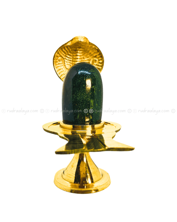 Natural Jade Shivalingam (Banalingam) Green Colour Natural Stone with Visible Om with Crystals - Image 2