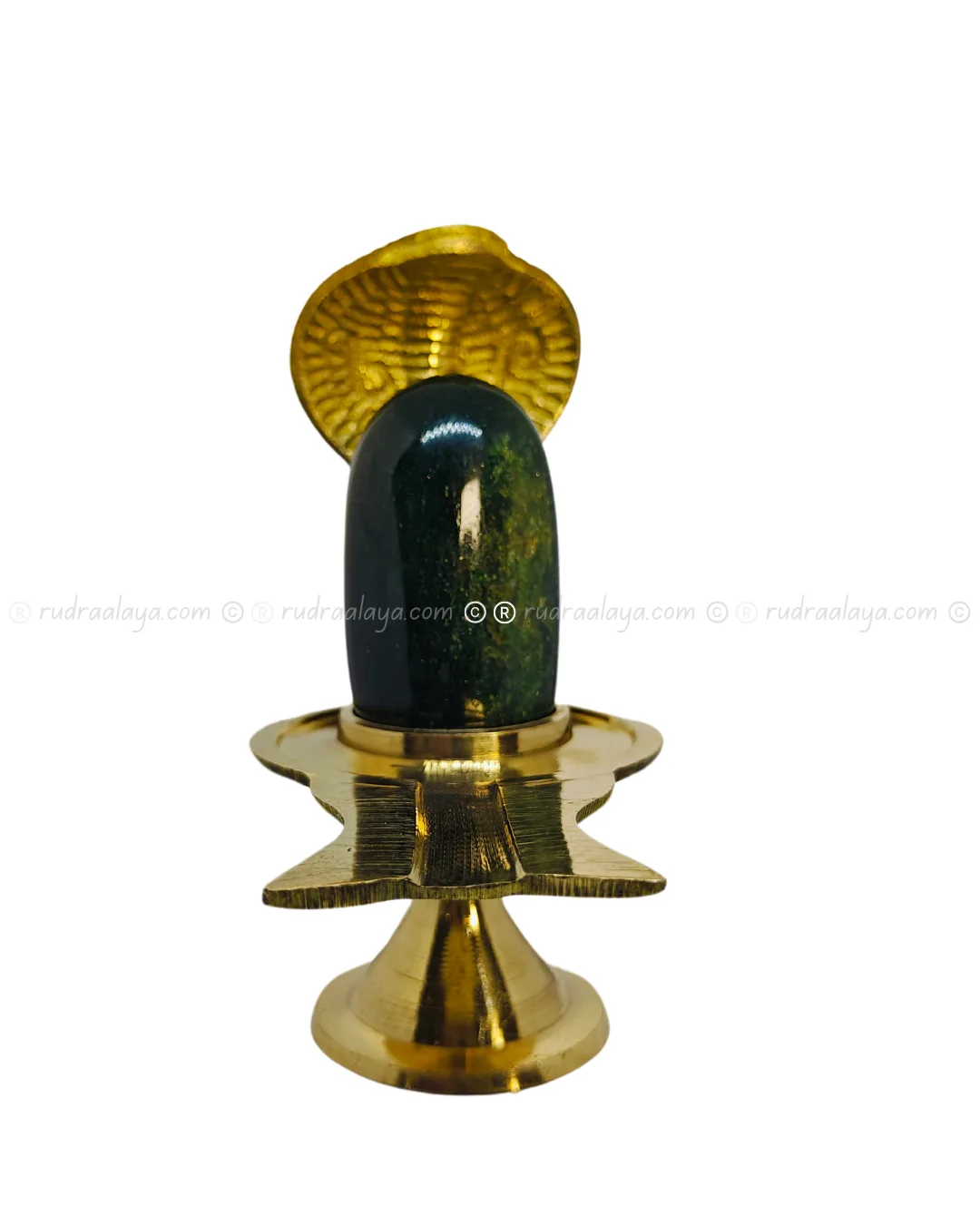 Natural Jade Shivalingam (Banalingam) Green Colour Natural Stone - small in log shape with a bright gold spot has 3rd eye - Image 2